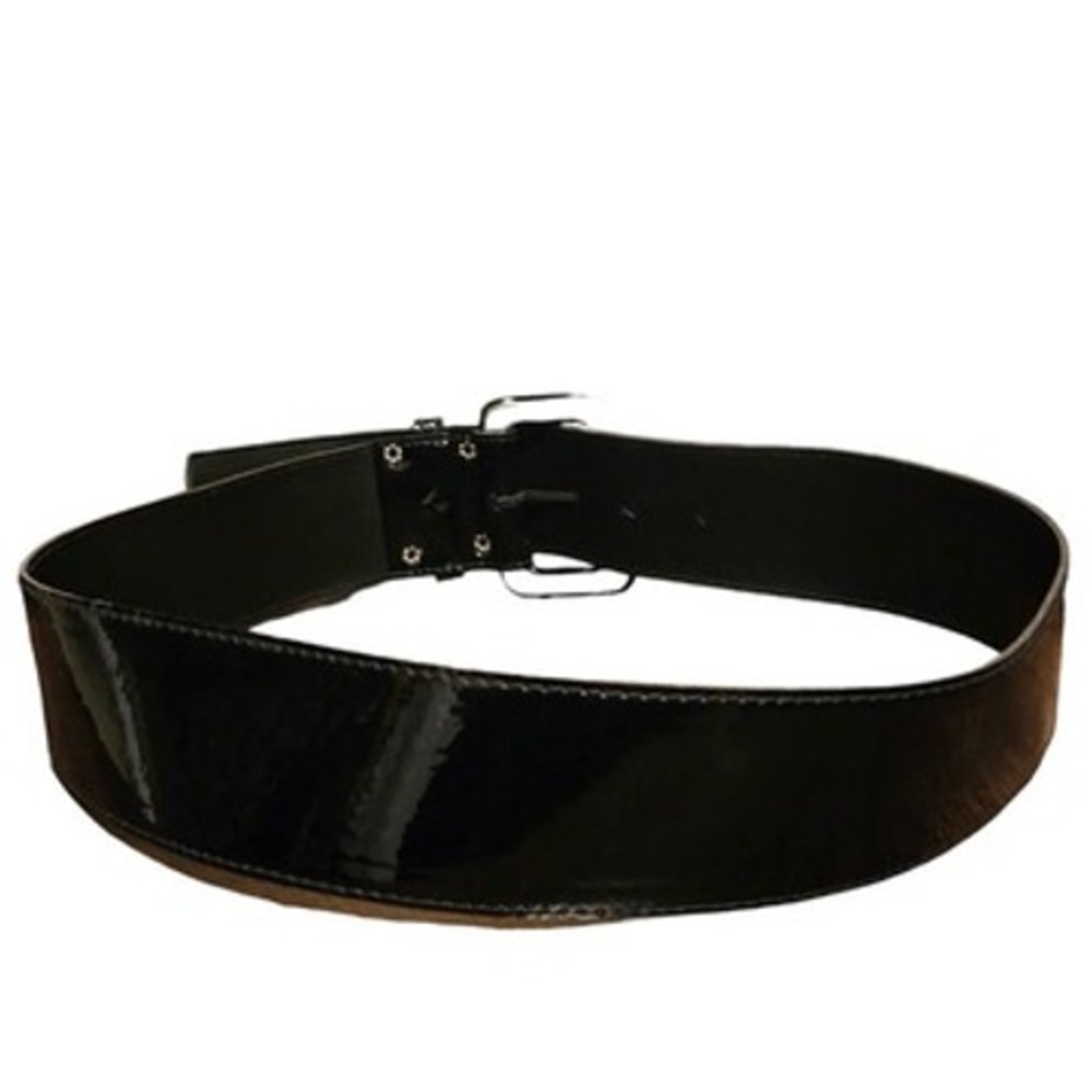 Vintage Astor Germany sz 12 Womens Black Patent Leather Wide Waist Buckle Belt - Picture 4 of 5